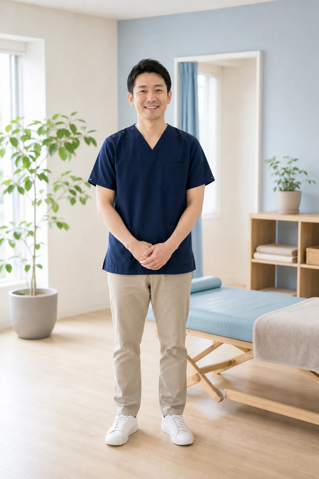 まどか整体院の施術者がやわらかく案内している様子