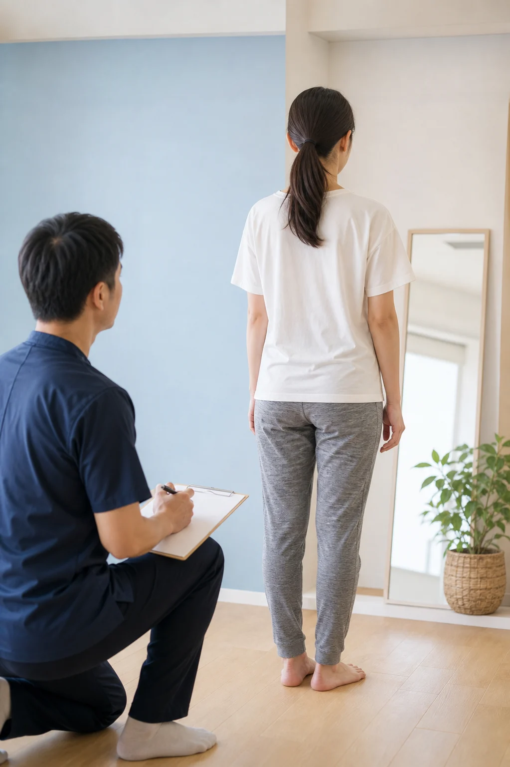 姿勢確認をしている様子