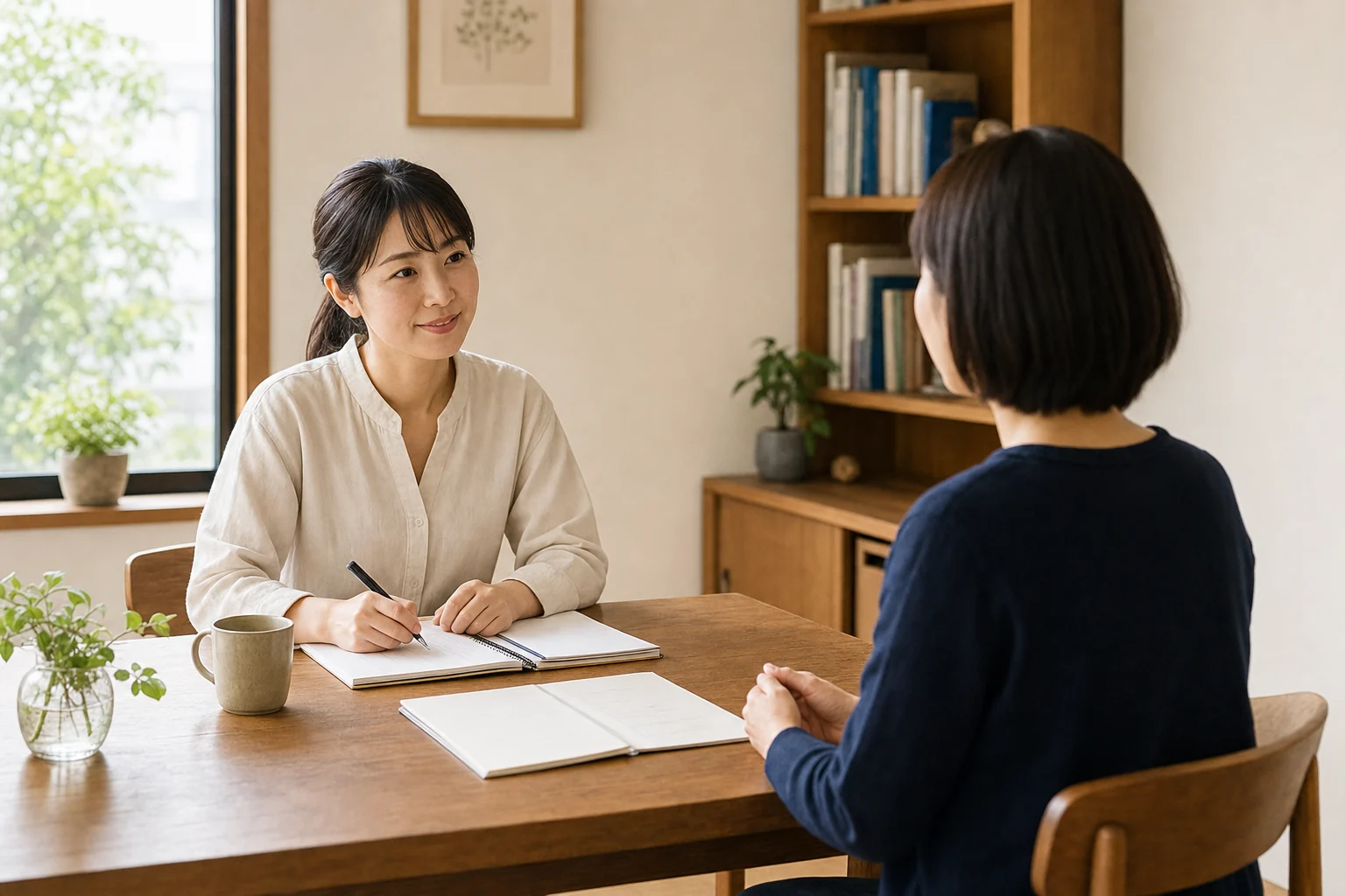 相談員が話を聞きながら内容を整理している様子