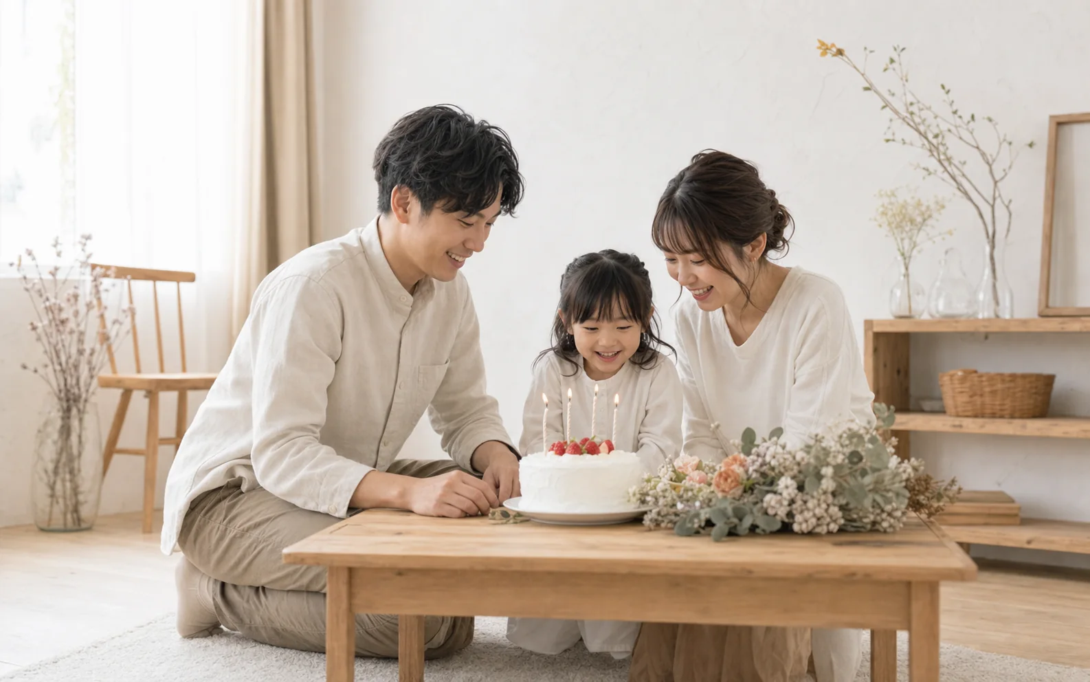 記念日の撮影を楽しむ家族