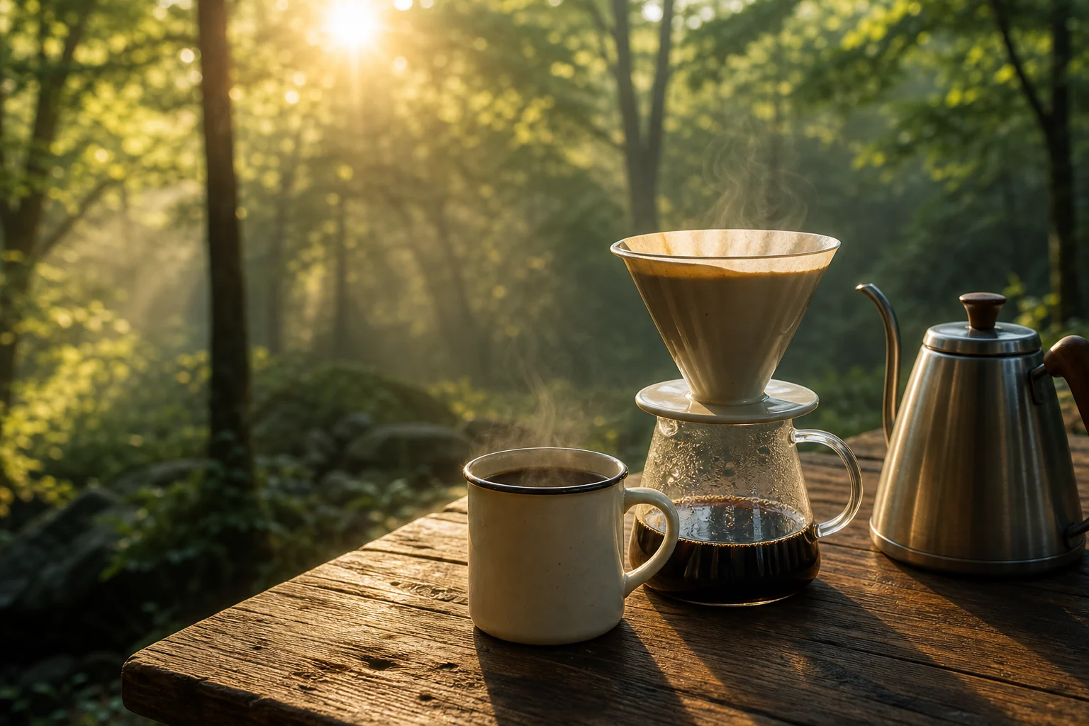 森の朝に淹れるコーヒー